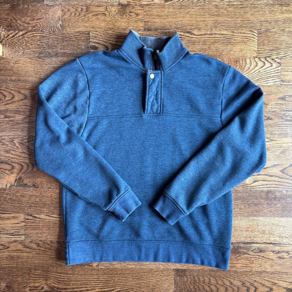 Orvis Quarter Zip Pullover Sweater Men’s M Blue Snap Neck